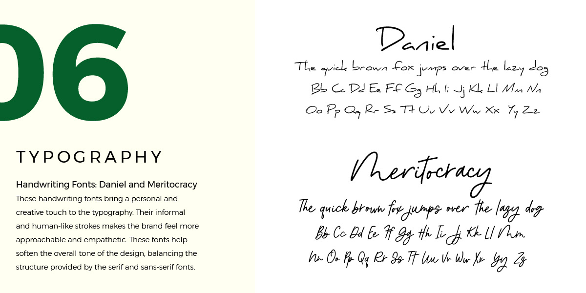 Typography — Daniel and Meritocracy handwriting