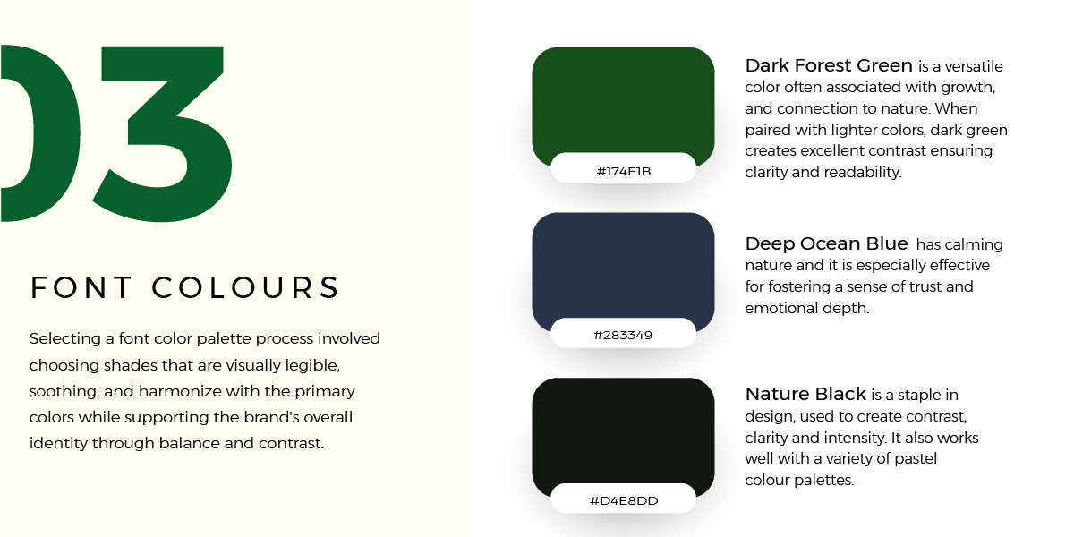 Soulveda font colour palette — Dark Forest Green, Deep Ocean Blue, Nature Black